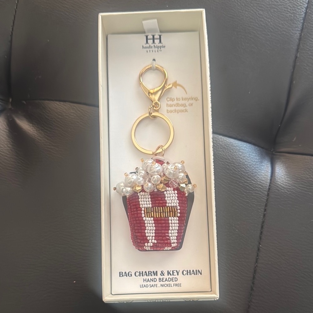 Haute Hippie Red and Gold Key & Card Holder with Popcorn Charm